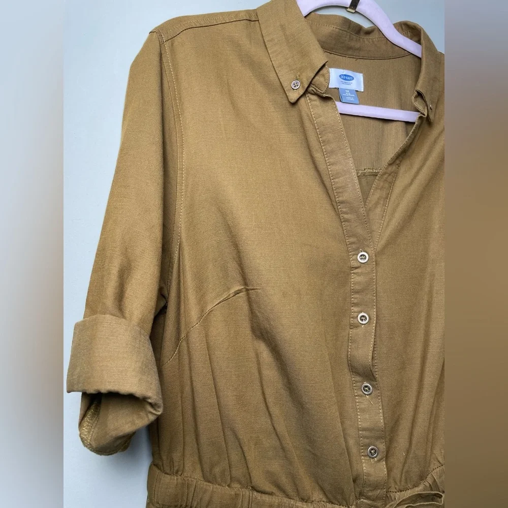 Like New Old Navy Cotton Rompe Adjustable Waist 6” Inseam Brown/Green Plus 1X - Picture 4 of 13